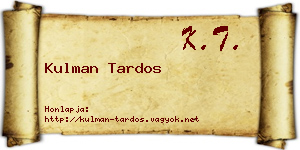 Kulman Tardos névjegykártya